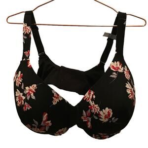 Ambrielle Black Floral Bra - Size 40DDD - New with Tags